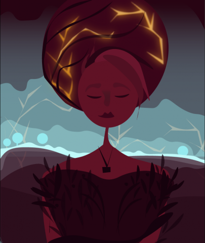 queen in fire crown