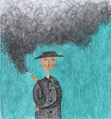 курящий кот