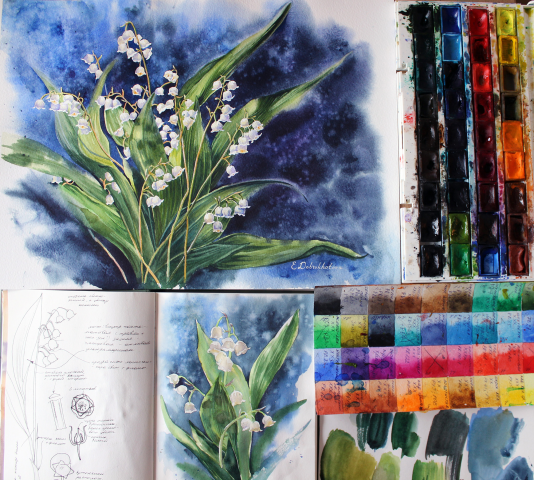 Акварель "Ландыши"