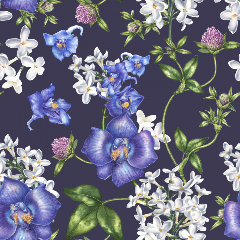 Паттерн  "Дельфиниум, клевер и сирень"