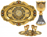 Посуда украшенная в стиле Златоустовской гравюры на металле