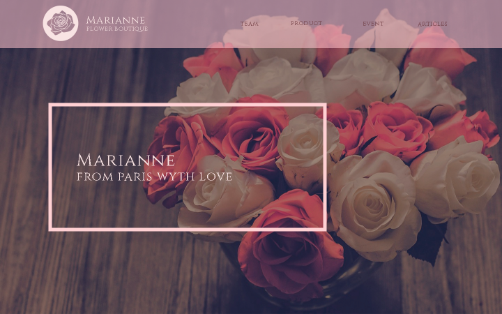 Landing page of flower shop