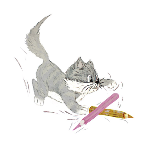 Сat and pencil