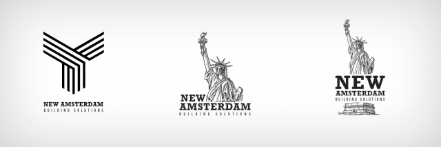 NEW AMSTERDAM - вариации логотипов для строительной компании США