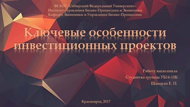 Ключевые особенности инвестиционных проектов