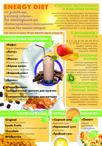Меню спортивного питания