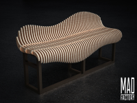 Параметрическая скамья с металлической опорой. Сиденье из фанеры