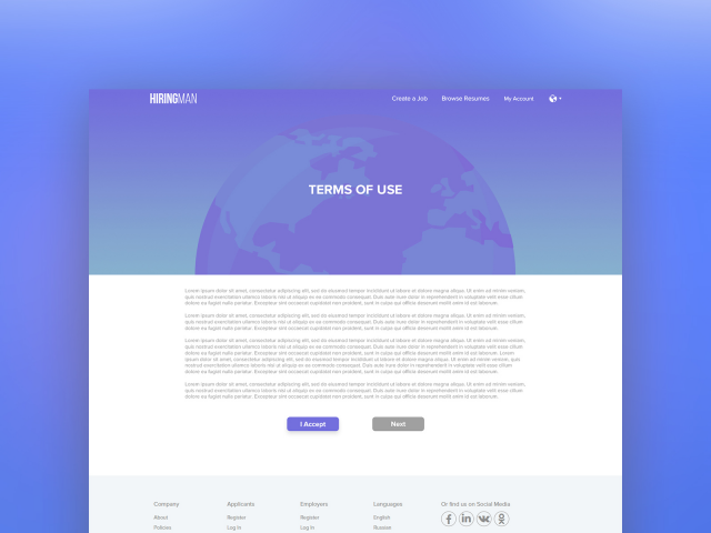 Hiringman.com (страница «Условия использования»)