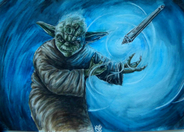 Yoda in watercolor