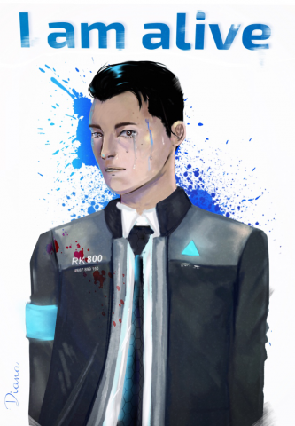 Фанарт по игре Detroitbecomehuman, персонаж Коннор
