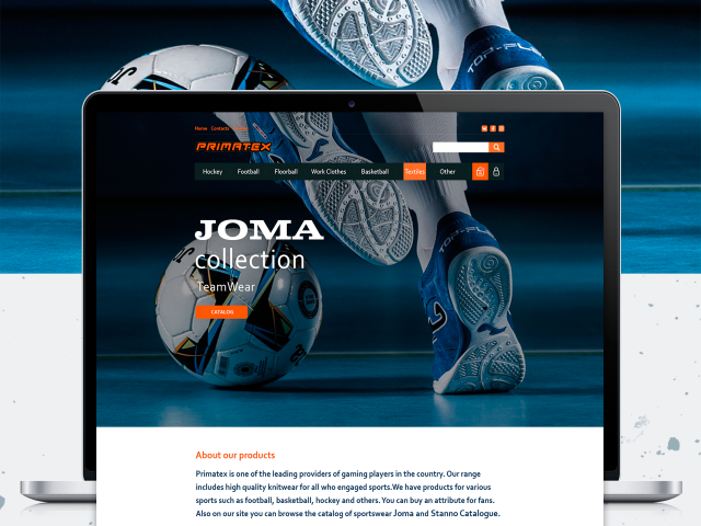 Sport, Joma,Llanding page