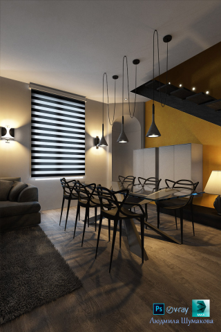 3d-визуализация гостиной с комбинированным светом