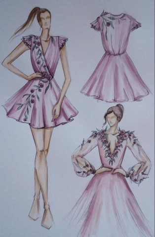 эскиз платьев для дуэта певиц