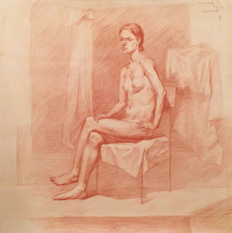 Рисунок обнаженной натуры. Сепия, тушь.