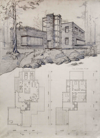 Проект жилого дома. Акварель,карандаш.