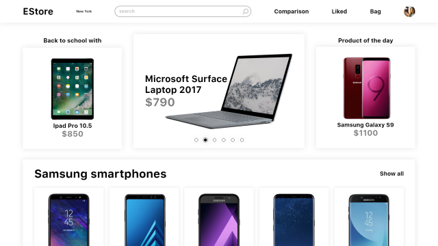 Дизайн несуществующего сайта Estore