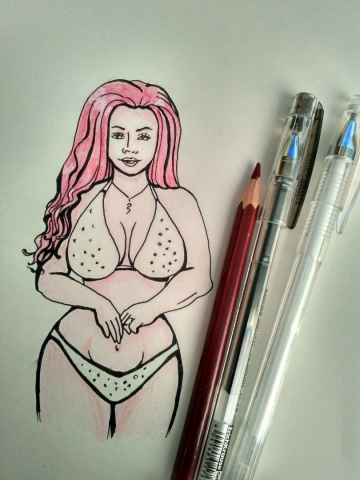 Работа цветными карандашами и гелевыми ручками