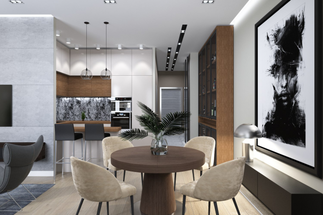 Красногорск, 78м2. Кухня-столовая