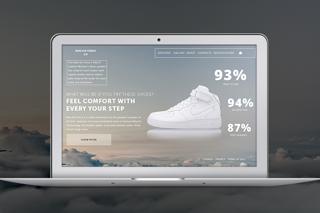 Дизайн Landing Page для продажи кроссовок Nike