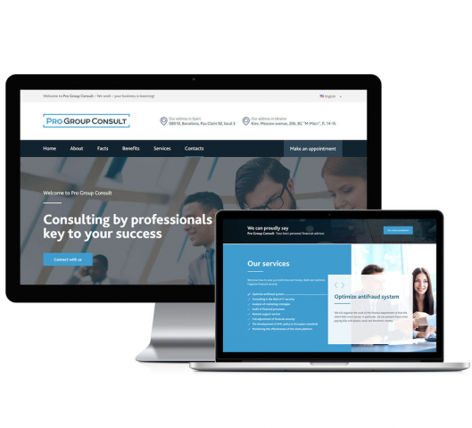 Дизайн лендинга для компании Pro Group Conslult