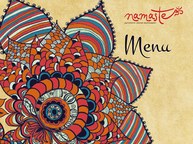 Меню индийского ресторана "Namaste"