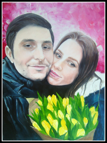 Портрет на холсте, формат а3