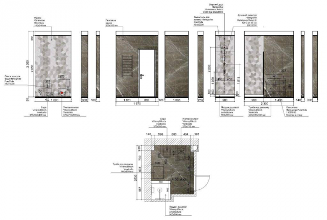 Дизайн санузла с раскладкой плитки
