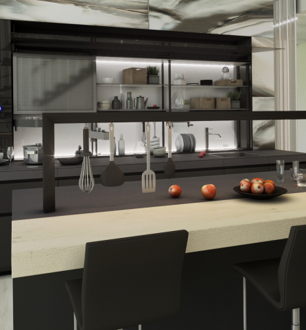 Визуализация кухни Valcucine в интерьере
