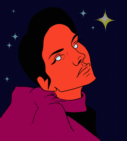 The girl with the red planet