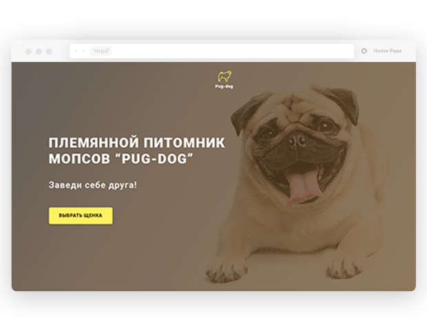 Сайт для питомника мопсов