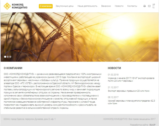 Сайт компании КОНКОРД КОМОДИТИЗ