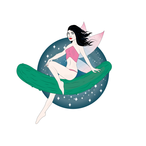 Rider on a cucumber