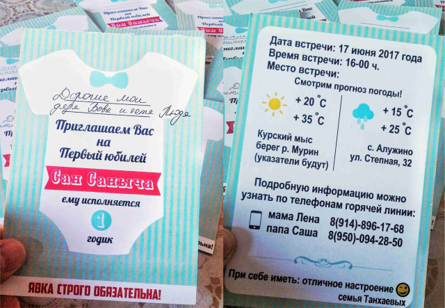Пригласительное на день рождения