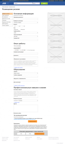 Прототип. Заполнение резюме