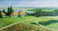 копия Маковского, " пейзаж с хатами"