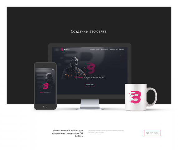 Badster - вебсайт для разработчика приватного ПО.