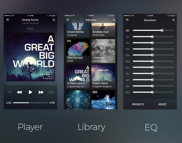 Дизайн музыкального приложения для IOS