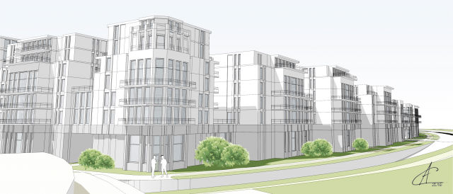 Жилой квартал с концертным залом на набережной г. Иркутск