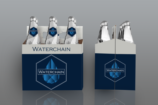 Разработка фирменного стиля упаковки бутылок Waterchain corp.