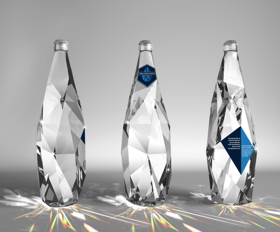 Разработка фирменного стиля бутылок Waterchain corp.