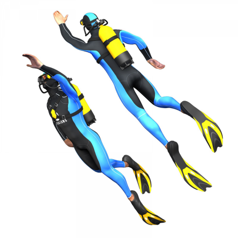 Аквалангист. 3D модель