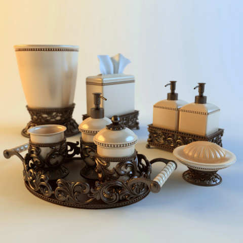 Фарфор. Набор для ванны. 3D модель