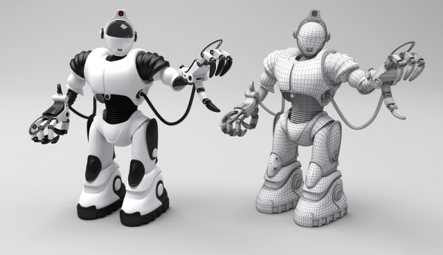 Белый робот. 3D модель