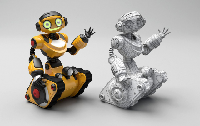 Желтый робот. 3D модель