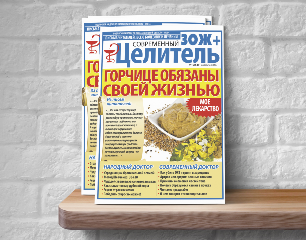 Дизайн обложки для газеты "Целитель" - "Горчица"