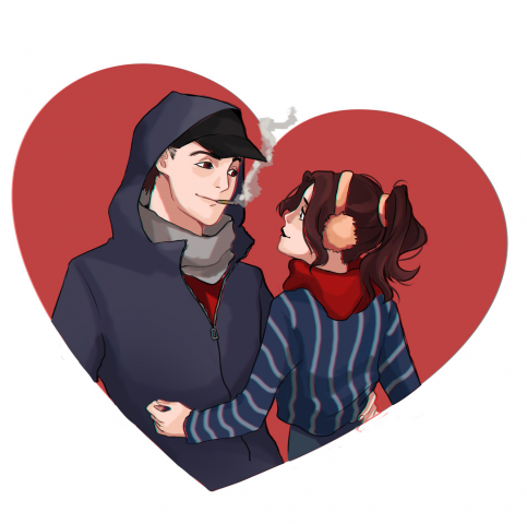 Парный рисунок(в пол тела)