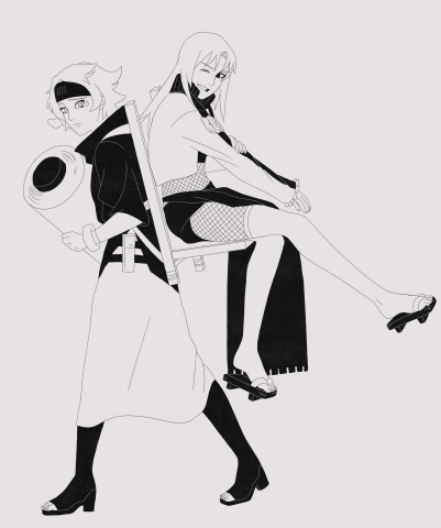 Два персонажа без покраса в стиле аниме(наруто)