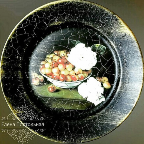 Декоративная тарелка. Декупаж, кракелюр