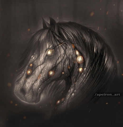 Иллюстрация "cursed horse"