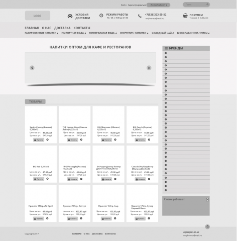 Прототип продажи соков для кофе и ресторанов.